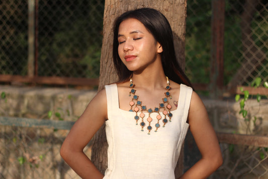 multi layered, sustainable necklace. Handcrafted sustainable jewellery