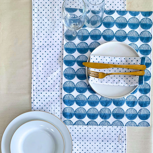 Block printed placemats set of 6 on Organic cotton