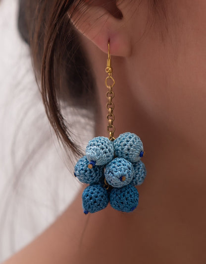 Skillfully crocheted Ombre Dangling Earrings – a pop of blue for stylish accessorizing.