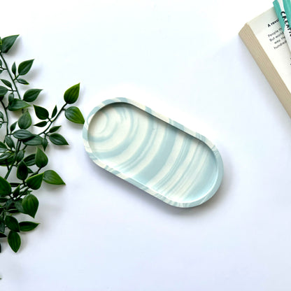 Blue oval trinket tray