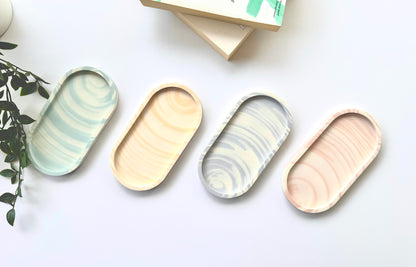 minimalistic Oval trays made of eco-friendly jesmonite