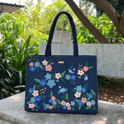 This unique tote, adorned with soft Vegan suede and premium threads, combines eco-friendly materials with exquisite craftsmanship.