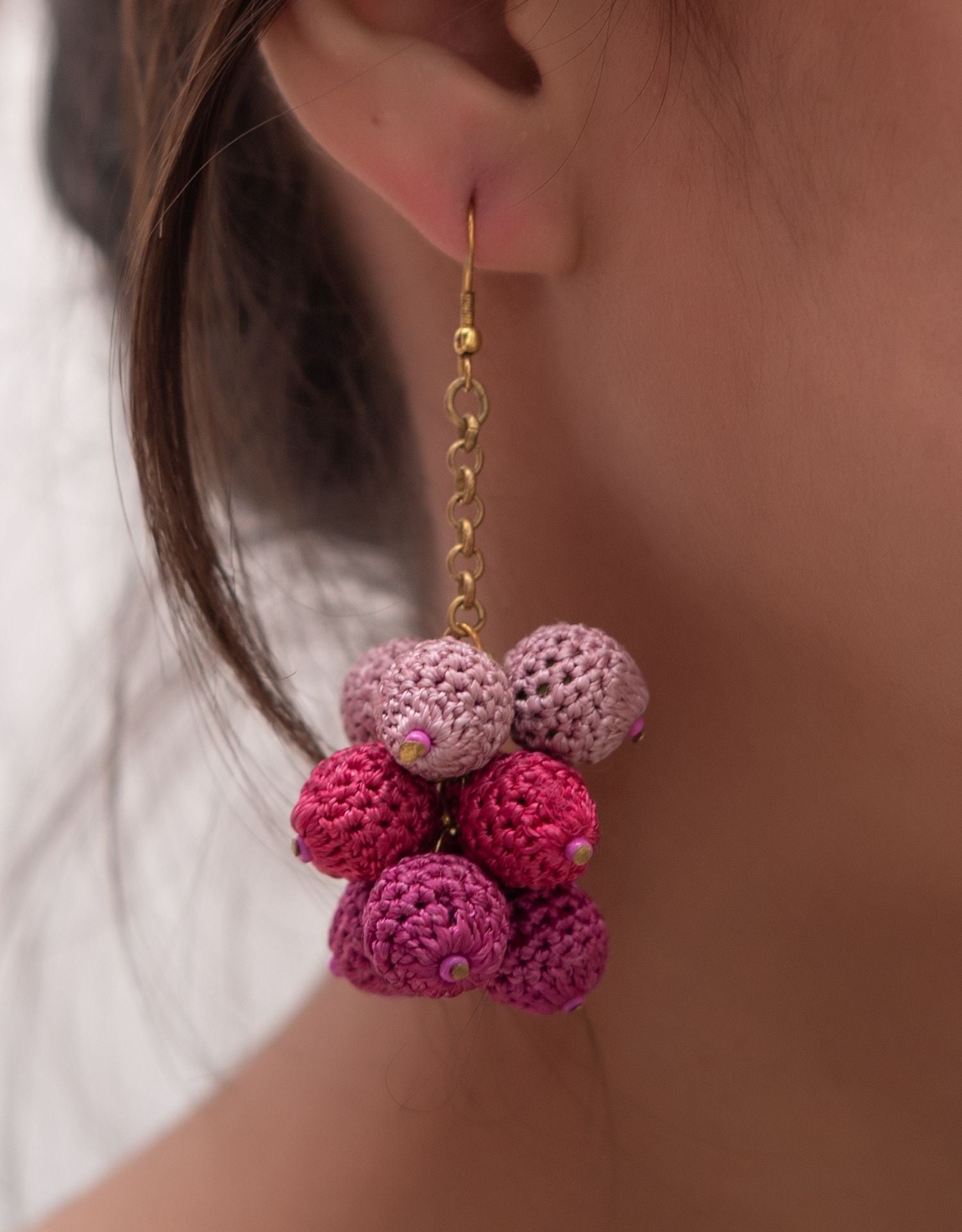 Handmade Ombre Dangling Earrings, a statement piece in pink to elevate your style.