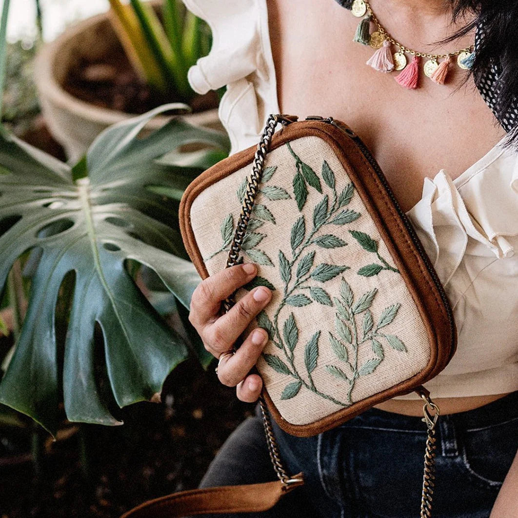 Discover our Leafy Vegan Suede Sling Bag, a perfect blend of elegance and functionality for everyday use.