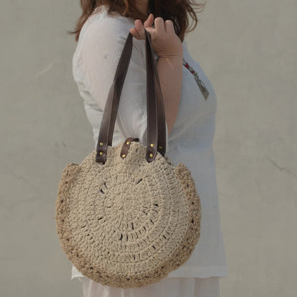 Immerse yourself in the luxury of handmade elegance with this everyday tote, meticulously hand-crocheted from high-quality cotton yarn for enduring durability and style.