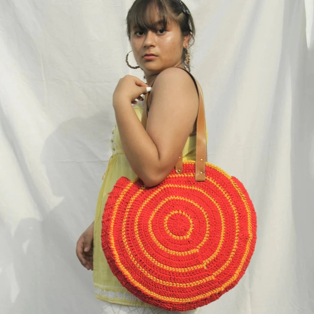 this everyday tote is hand-crocheted from premium cotton yarn.